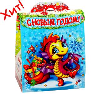 Детский новогодний подарок в картонной упаковке весом 550 грамм по цене 382 руб