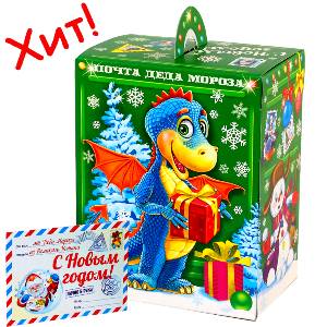 Сладкий подарок на Новый Год в картонной упаковке весом 550 грамм по цене 387 руб
